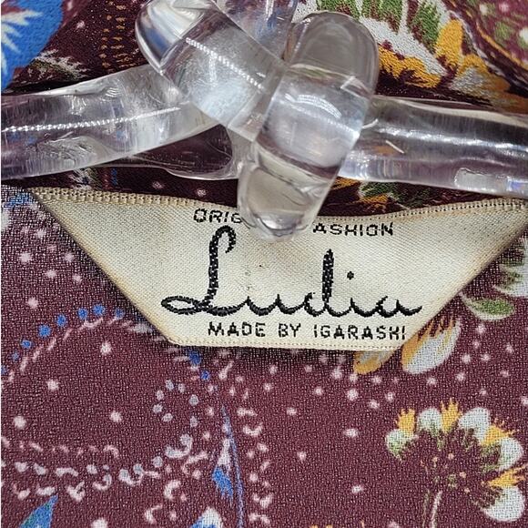 Vintage 70s Paisley High Bow Neck Sheer Long Sleeve Button Up Blouse size large - Picture 4 of 9